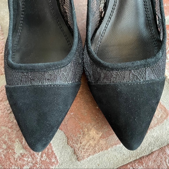 NWOT Sandro Suede & Lace Black Pumps - Picture 2 of 6